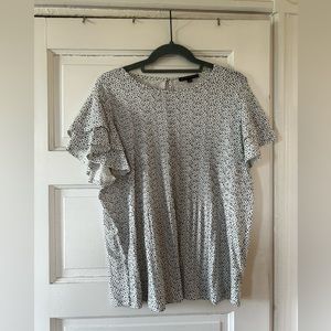 Adrianna Papell white with black dots blouse size L